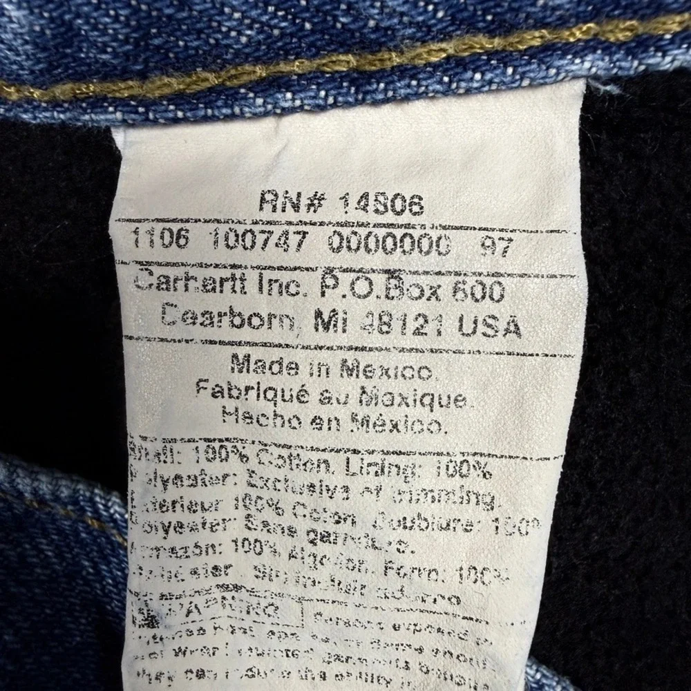 Carhartt Boys Fleece Lined Relaxed Fit Jeans Blue Denim Size 12 Regular YYB155